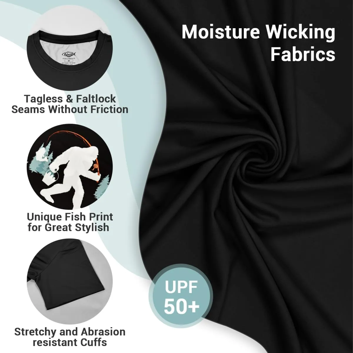 Palmyth Fishing Shirts for Men Sun Protection Shirts Short Sleeve UPF 50  T-Shirt Tee Quick Dry