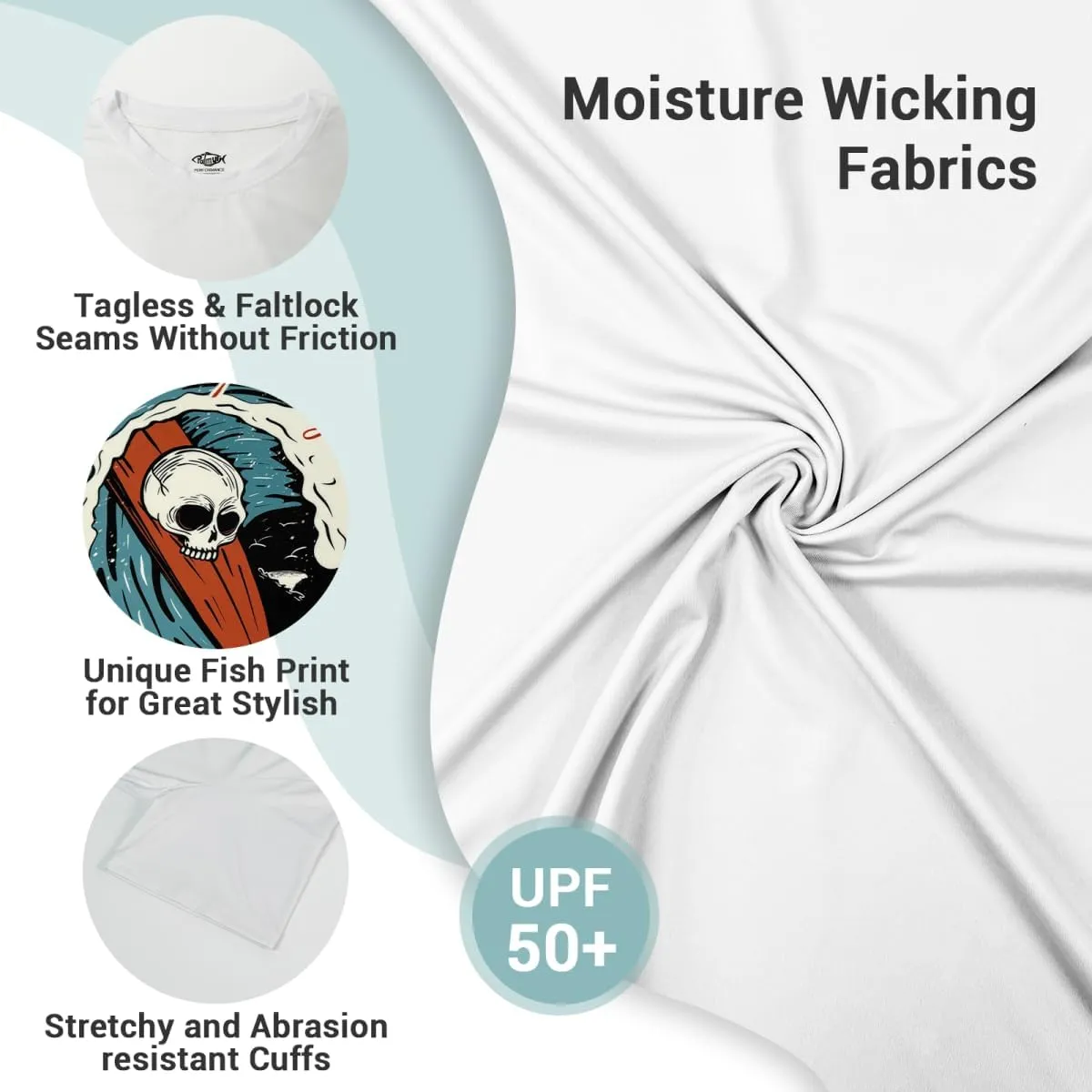 Palmyth Fishing Shirts for Men Sun Protection Shirts Short Sleeve UPF 50  T-Shirt Tee Quick Dry