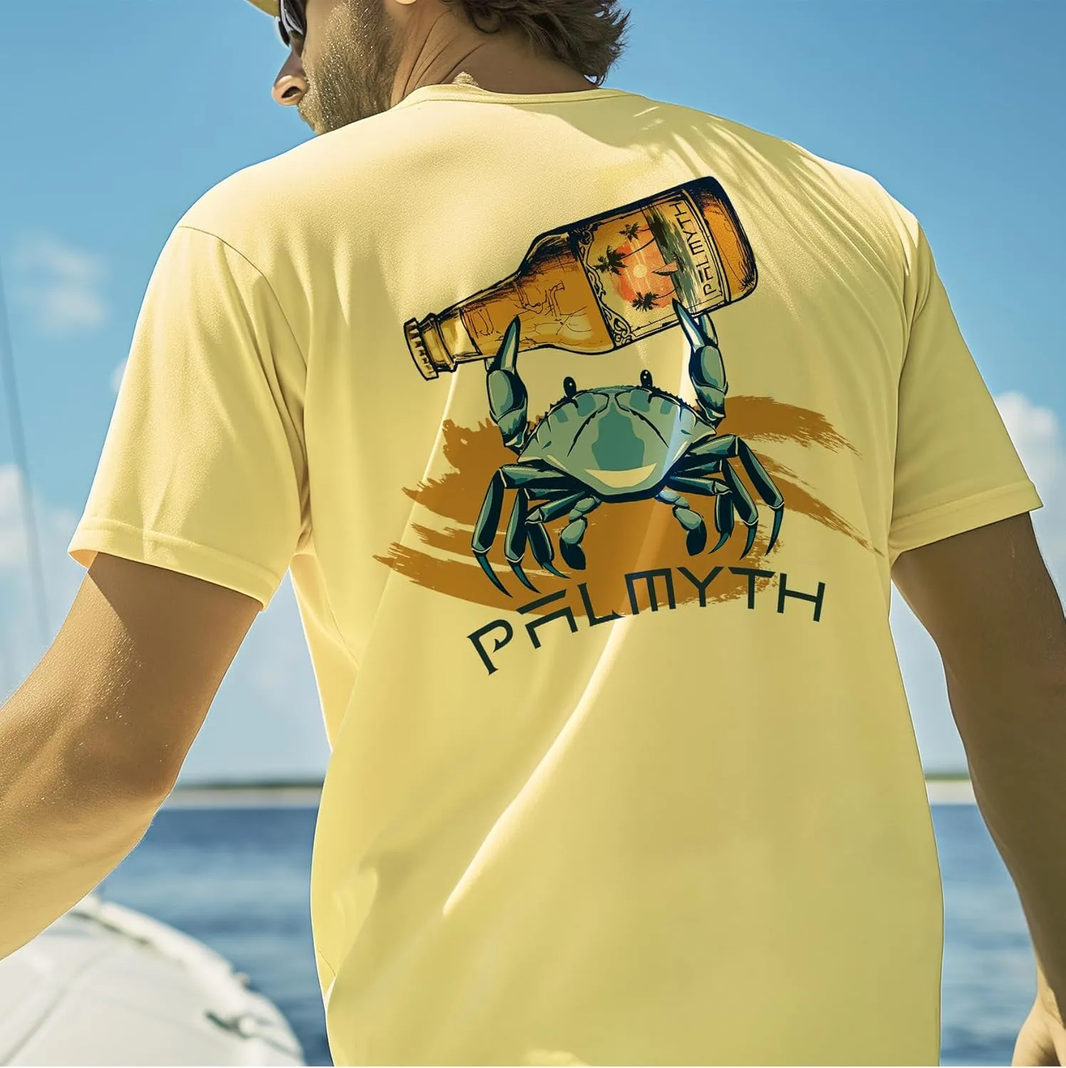 Palmyth Men's Fishing Shirt Short Sleeve Sun Protection UV UPF 50  SPF T-Shirt