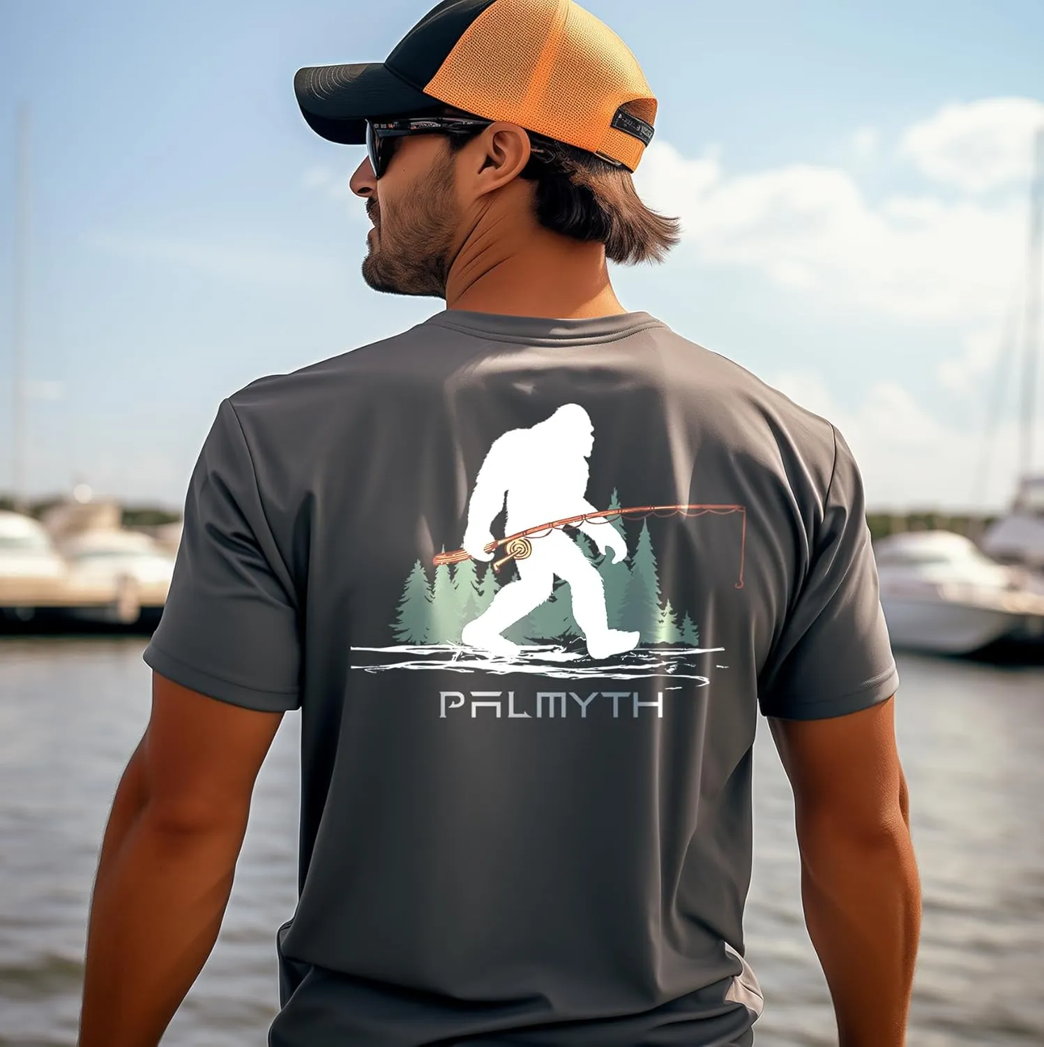Palmyth Men's Fishing Shirt Short Sleeve Sun Protection UV UPF 50  SPF T-Shirt