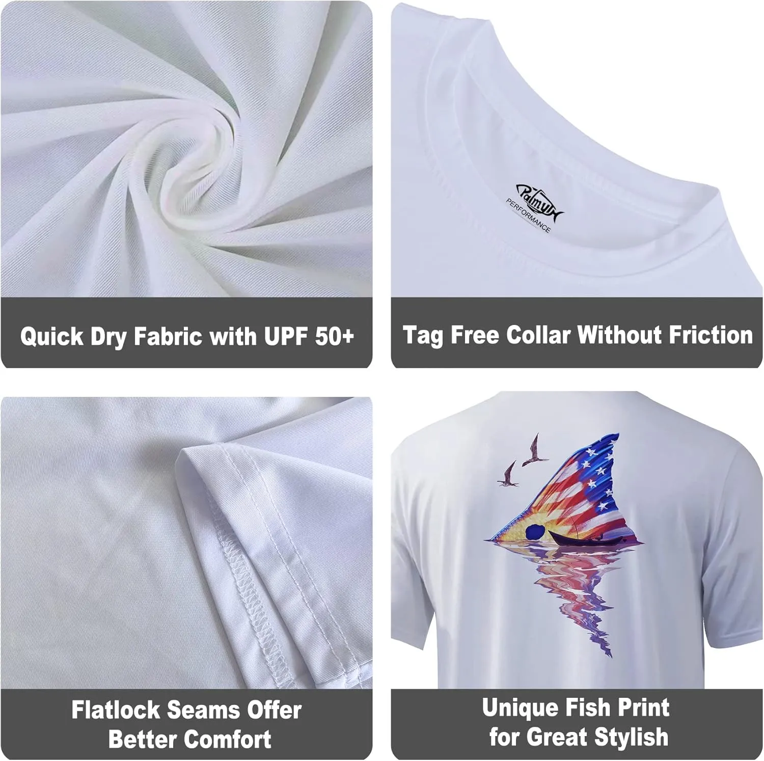 Palmyth Men's Fishing Shirt Short Sleeve Sun Protection UV UPF 50  SPF T-Shirt