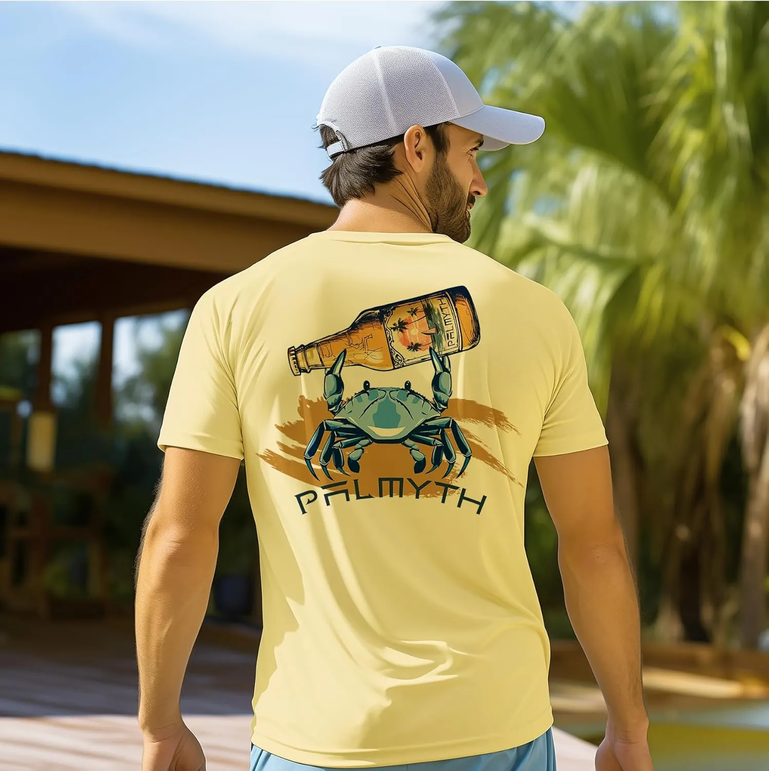 Palmyth Men's Fishing Shirt Short Sleeve Sun Protection UV UPF 50  SPF T-Shirt