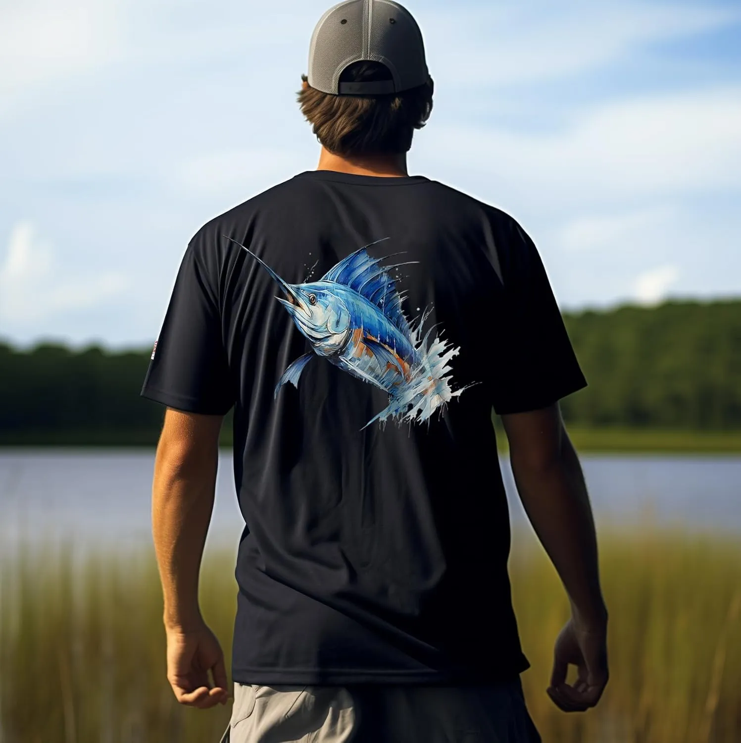Palmyth Men's Fishing Shirt Short Sleeve Sun Protection UV UPF 50  SPF T-Shirt