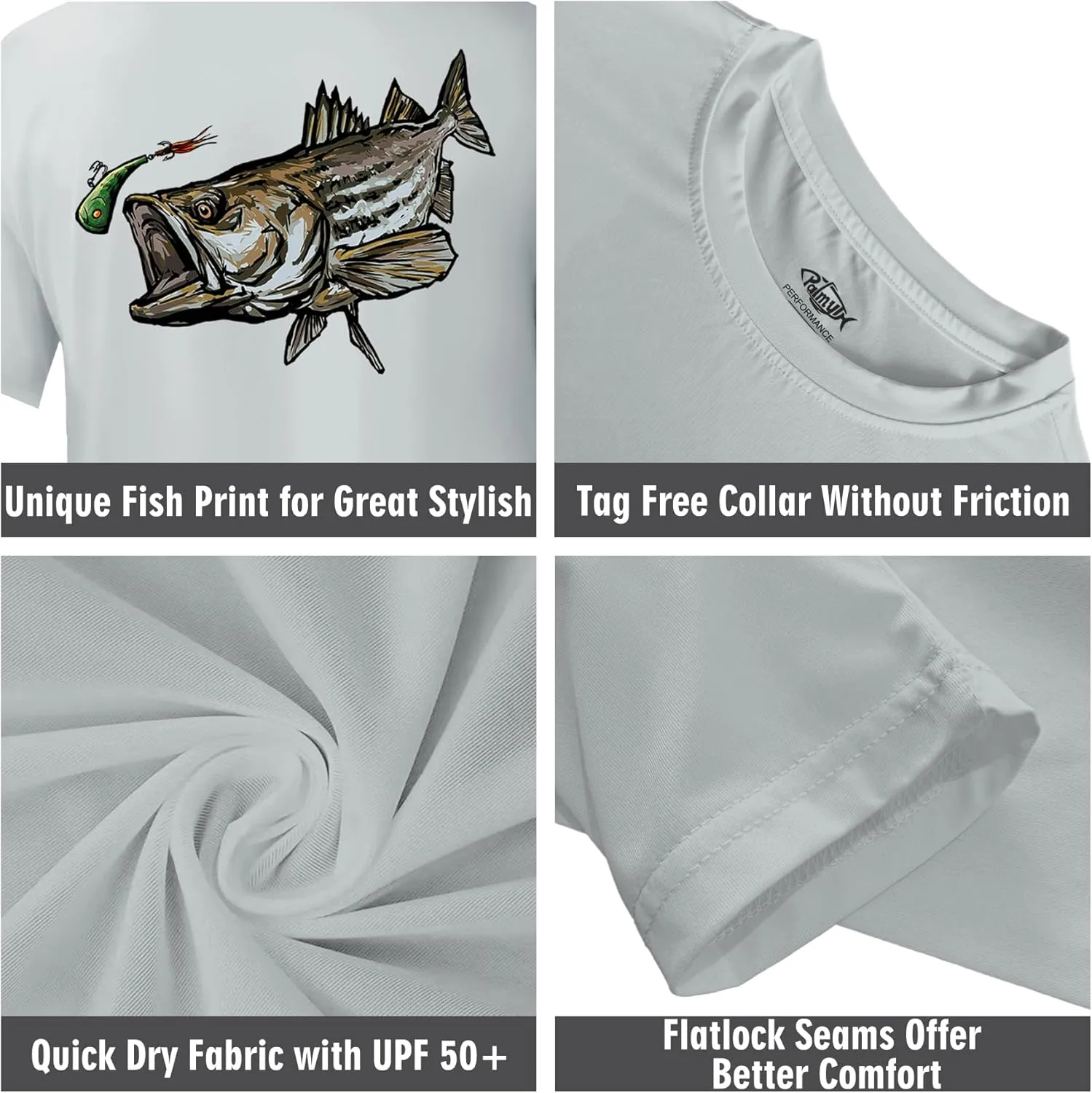 Palmyth Men's Fishing Shirt Short Sleeve Sun Protection UV UPF 50  SPF T-Shirt