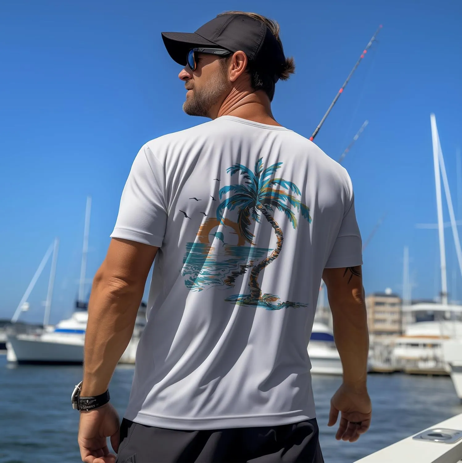 Palmyth Men's Fishing Shirt Short Sleeve Sun Protection UV UPF 50  SPF T-Shirt