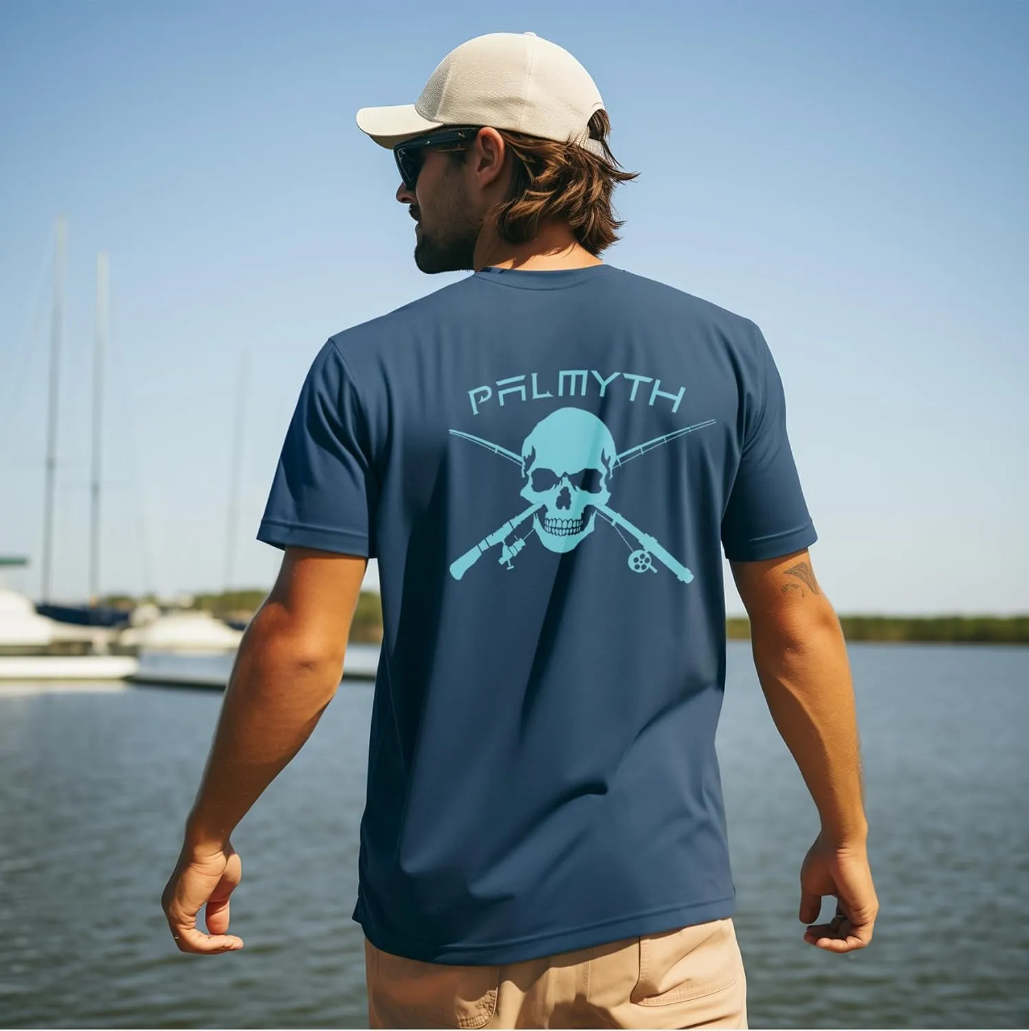 Palmyth Men's Fishing Shirt Short Sleeve Sun Protection UV UPF 50  SPF T-Shirt
