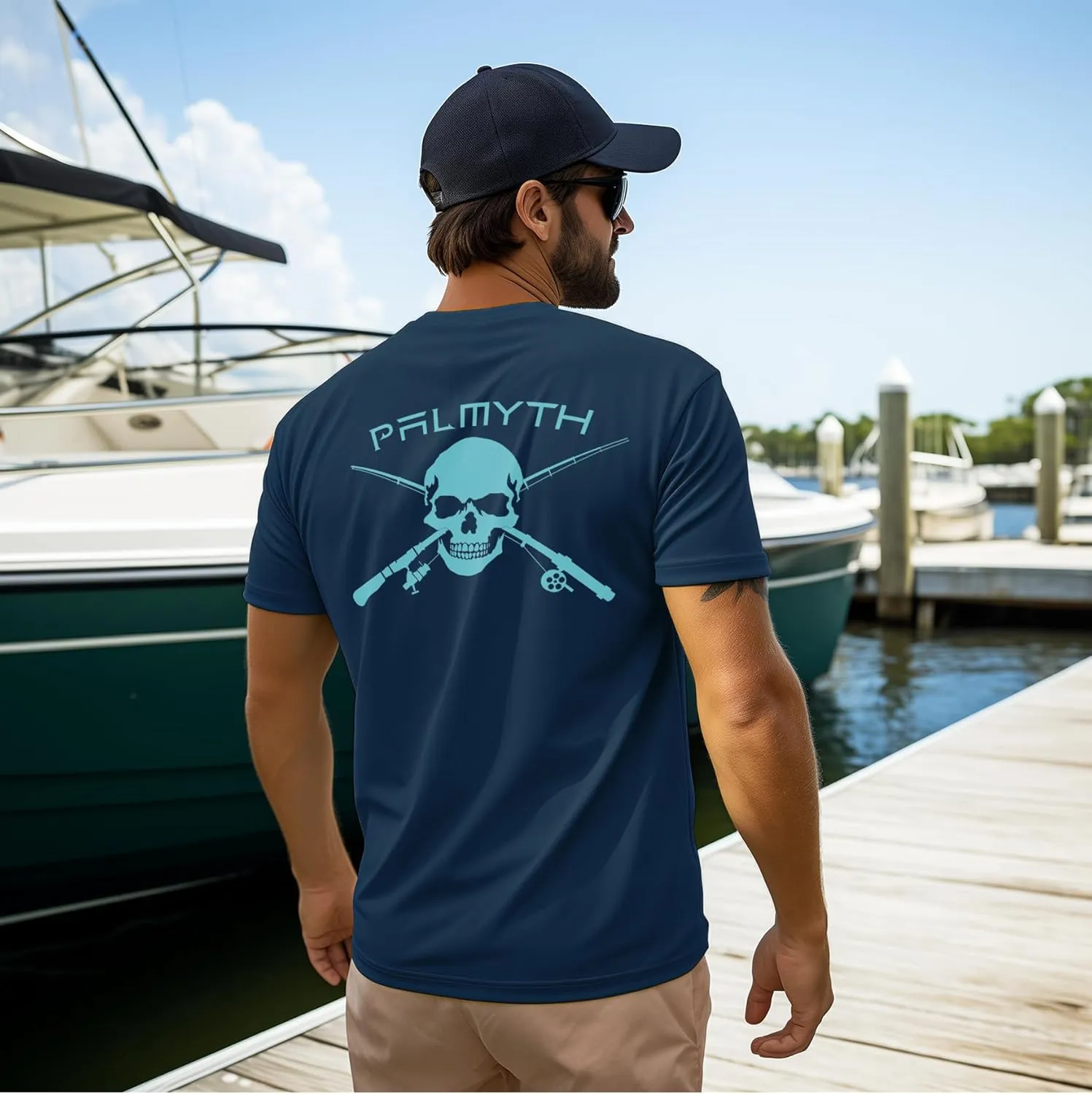 Palmyth Men's Fishing Shirt Short Sleeve Sun Protection UV UPF 50  SPF T-Shirt