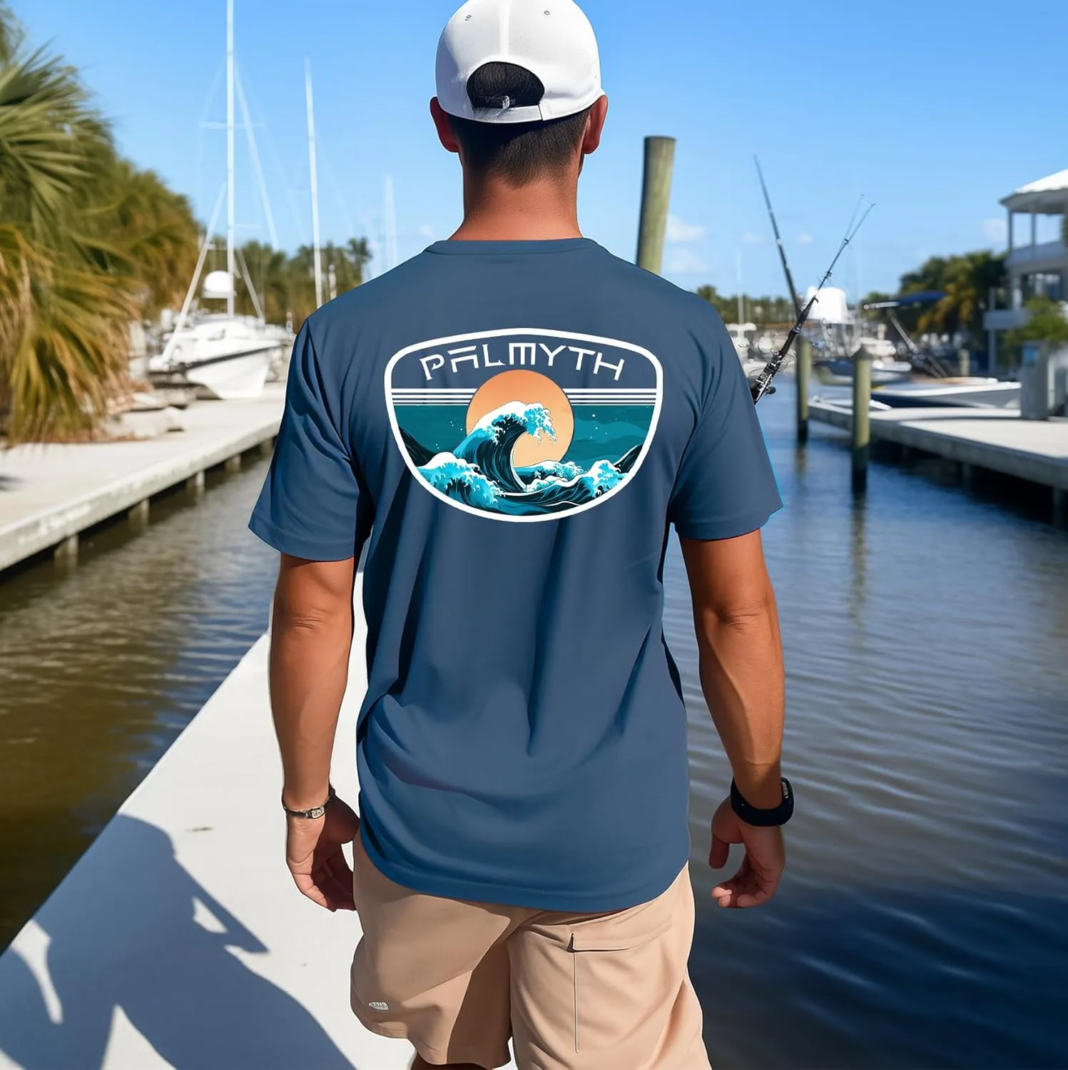 Palmyth Men's Fishing Shirt Short Sleeve Sun Protection UV UPF 50  SPF T-Shirt