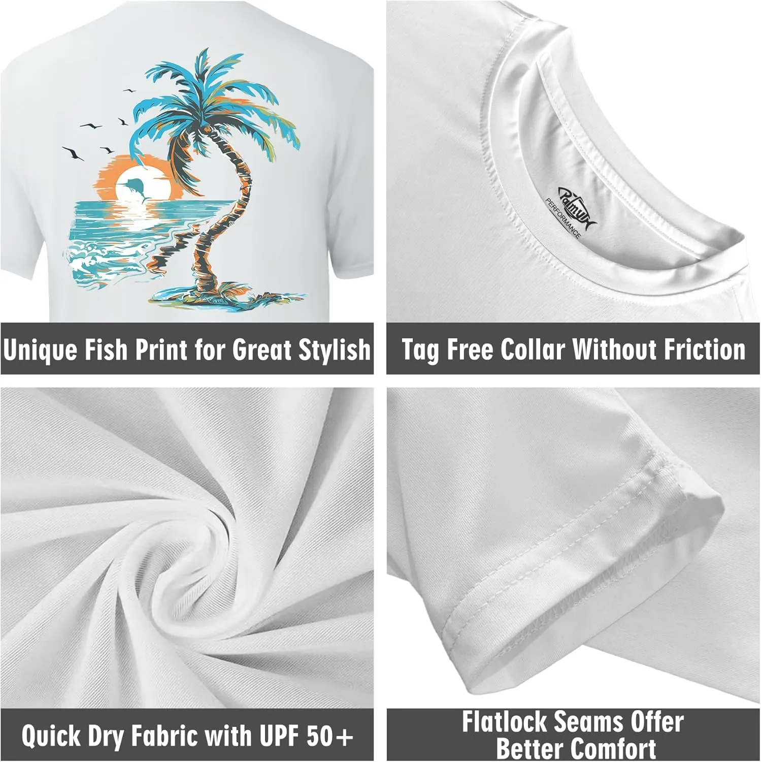 Palmyth Men's Fishing Shirt Short Sleeve Sun Protection UV UPF 50  SPF T-Shirt