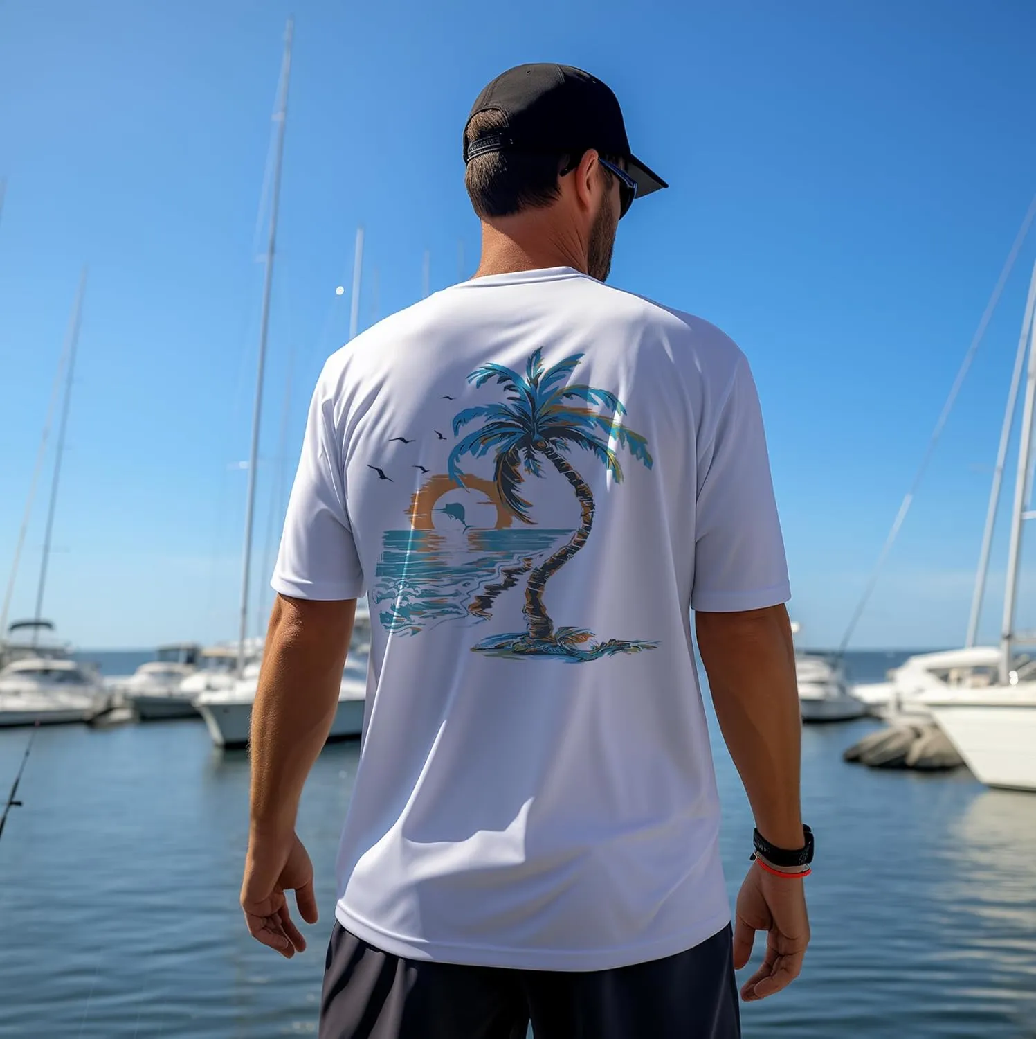 Palmyth Men's Fishing Shirt Short Sleeve Sun Protection UV UPF 50  SPF T-Shirt