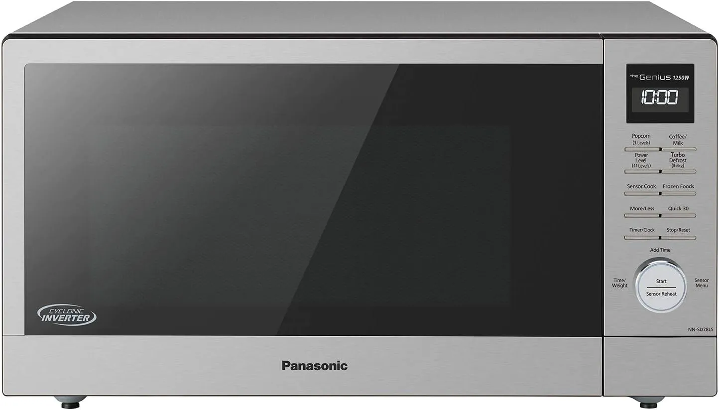 Panasonic NN-SD78LS 1.6 cu.ft Cyclonic Inverter Countertop Microwave Oven 1250Watt Power with Genius Sensor Cooking, cft, 19.44"D x 21.88"W x 11.94"H,Stainless Steel