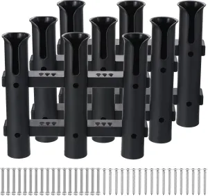 PATIKIL Fishing Rod Holder for Boat Plastic Rod Holder 3-Tube Pole Rack 3 Pack Wall/Side Mounted Fishing Pole Holder with Screws for Kayak, Truck, Black
