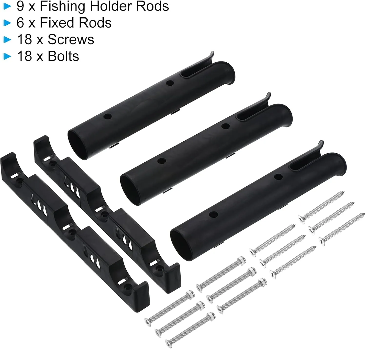 PATIKIL Fishing Rod Holder for Boat Plastic Rod Holder 3-Tube Pole Rack 3 Pack Wall/Side Mounted Fishing Pole Holder with Screws for Kayak, Truck, Black