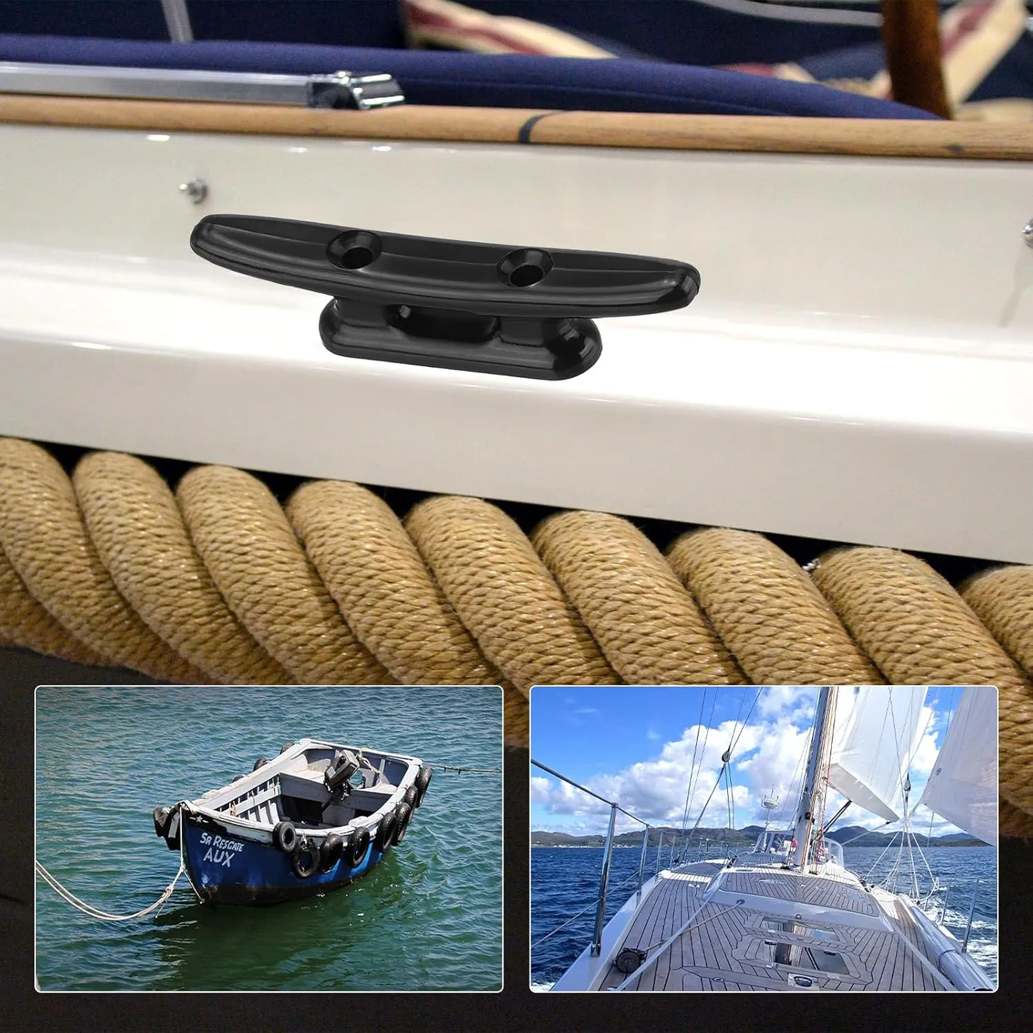 PATIKIL Nylon Boat Dock Cleat Kayak Small Rope Tie Cleat Dock for Marine Deck Boats Canoes Kayaks, Decor