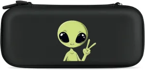 Peace Aliens Mugshot Hard Shell Travel Case with Rope 15 Game Card Pockets Compatible with Switch Protective