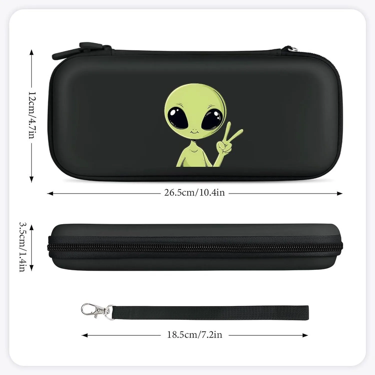 Peace Aliens Mugshot Hard Shell Travel Case with Rope 15 Game Card Pockets Compatible with Switch Protective