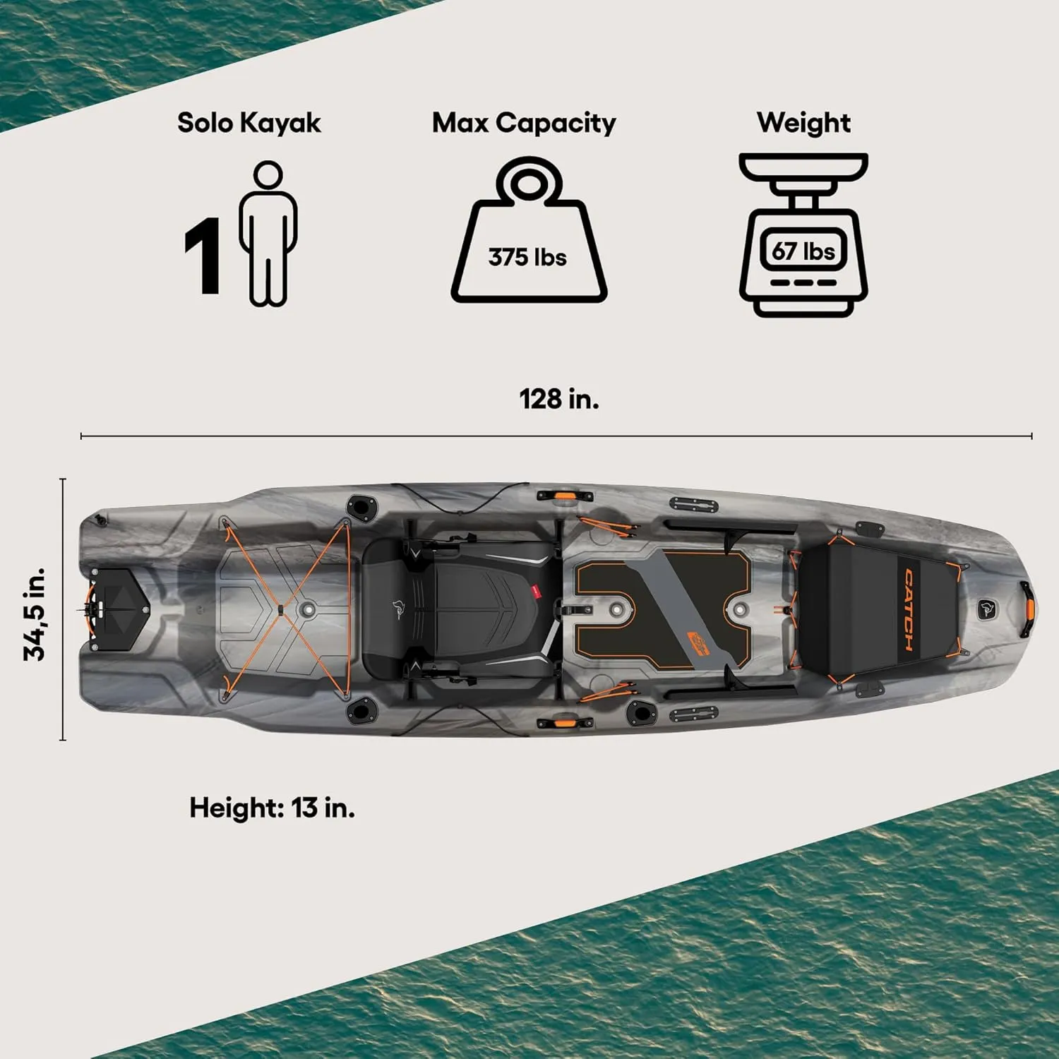Pelican Catch Mode 110 Premium Angler Kayak - Fishing Kayak with Lawnchair - 10.5 ft