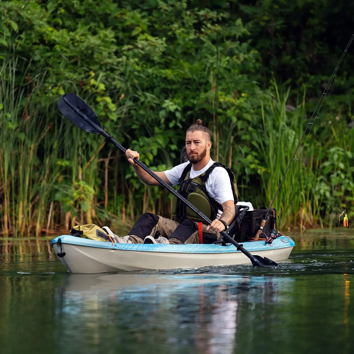 Pelican - Poseidon Angler Paddle - Aluminum Shaft with Reinforced Fiberglass Blades - Lightweight, Adjustable Kayaks Paddles - Perfect for Kayak Fishing