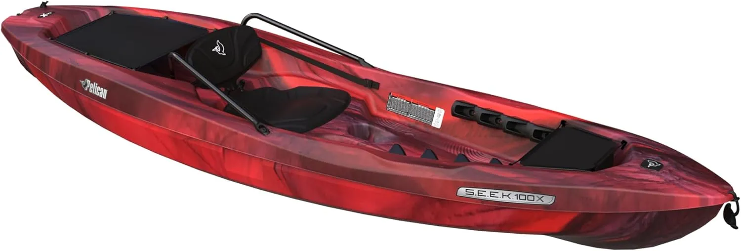 Pelican Seek 100X - Recreational Sit on top Kayak - Lightweight Smart Design - Adjustable Ergoform™ Seating System - 10 ft
