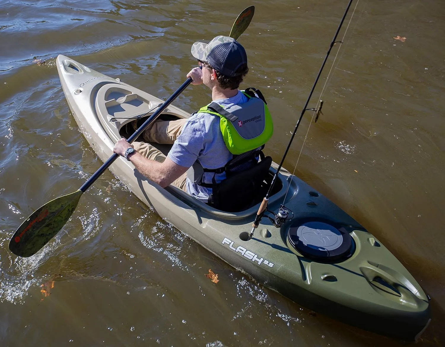 Perception Flash 9.5 | Sit Inside Kayak | Rod Holders and Rear Storage | 9' 6"