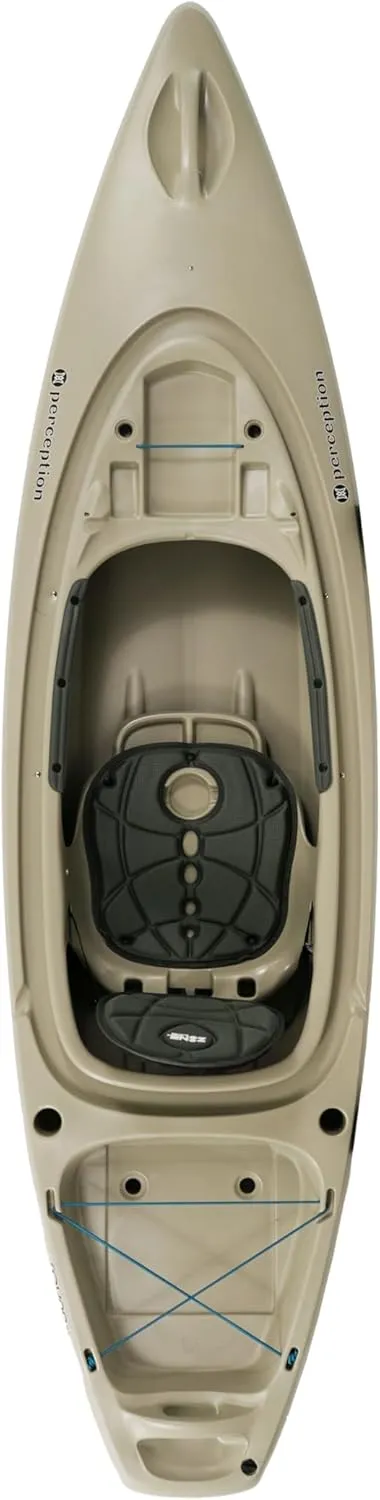 Perception Sound 9.5 Fishing Kayak - Sit Inside Kayak - Dashboard & Solo Mount recesses - Stable - Fishing-Ready - Fossil Tan - 9,5 ft