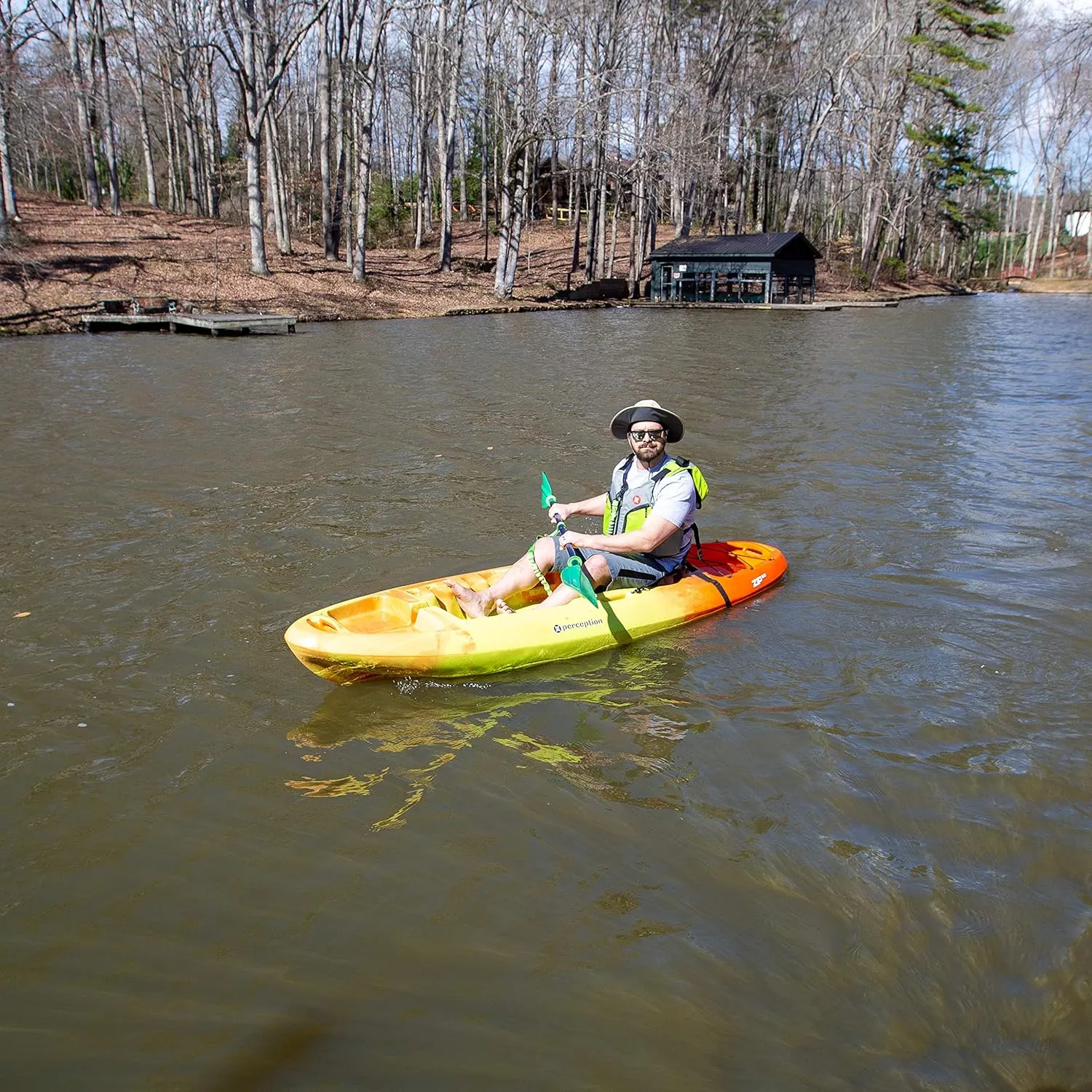 Perception Zip 9.5 | Sit on Top Kayak for All-Around Fun | Stable and Fast | Rear Storage with Tie Downs | 9' 6"
