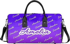 Personalized Duffel Bag Custom Name Sports Gym Bag Dance Travel Overnight Carry-On Duffel Bag for Men Women Indigo Purple Gradient