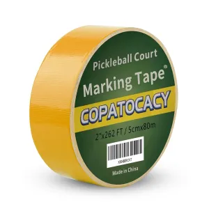 Pickleball Court Tape - 2" x 262 ft, Outdoor Pickleball Marking Kit, Yellow Tape for Temporary Court Lines - No Residue Easy to Apply & Remove - Perfect for Pickleball Court, Gym, Driveway, Backyard