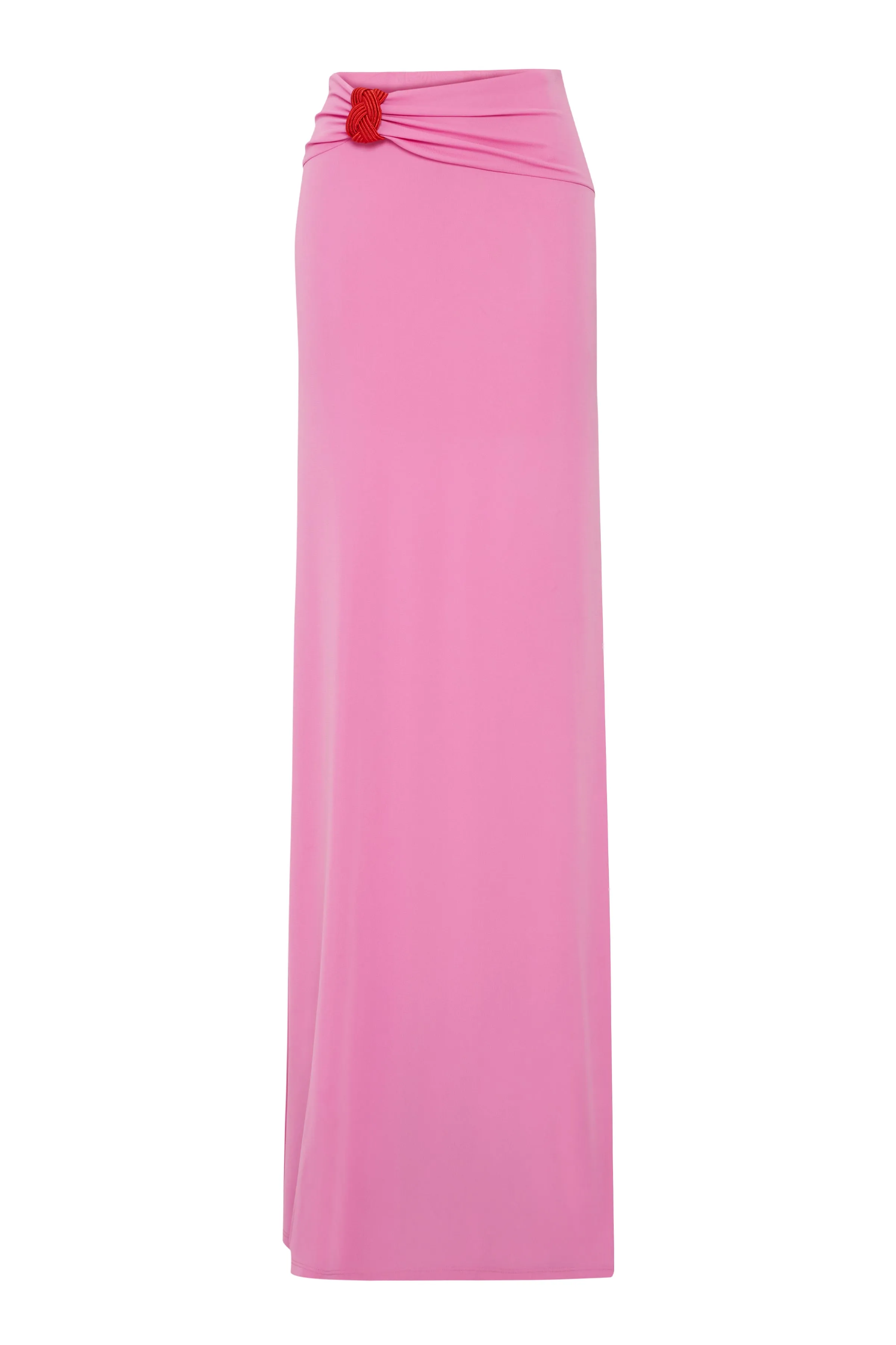 Pink Maxi Skirt With Red Rope Detail
