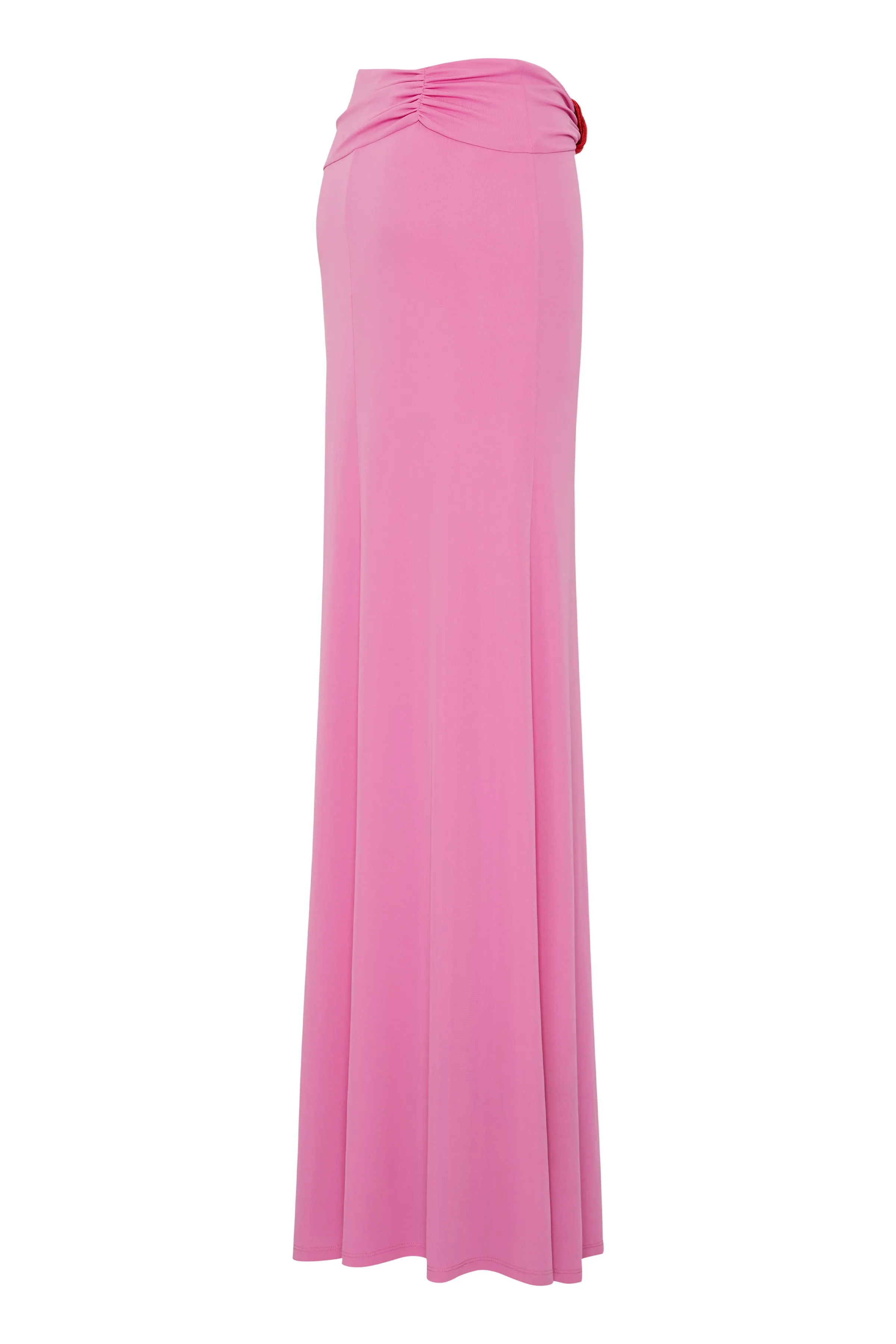 Pink Maxi Skirt With Red Rope Detail