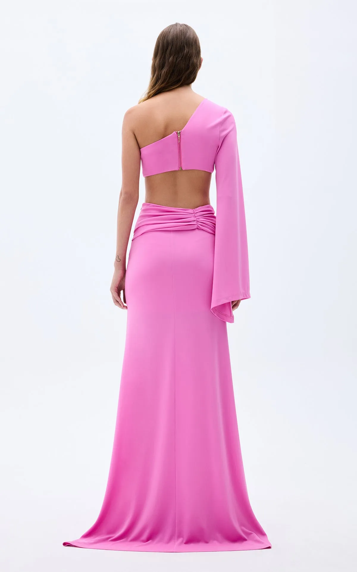 Pink Maxi Skirt With Red Rope Detail