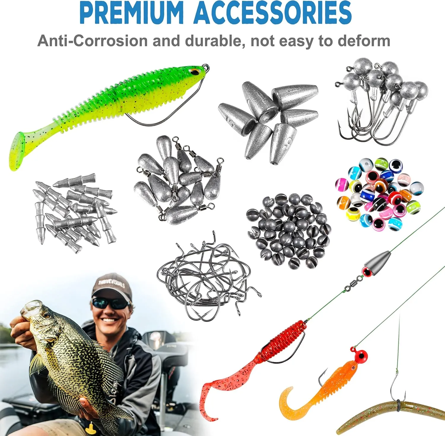 PLUSINNO Fishing Lures, 292/210Pcs Tackle Box with Tackle Included, Crankbaits, Hooks, Weights, Fishing Accessories kit, Fishing Bait Lure Gear Kit Gift for Men Bass,Trout
