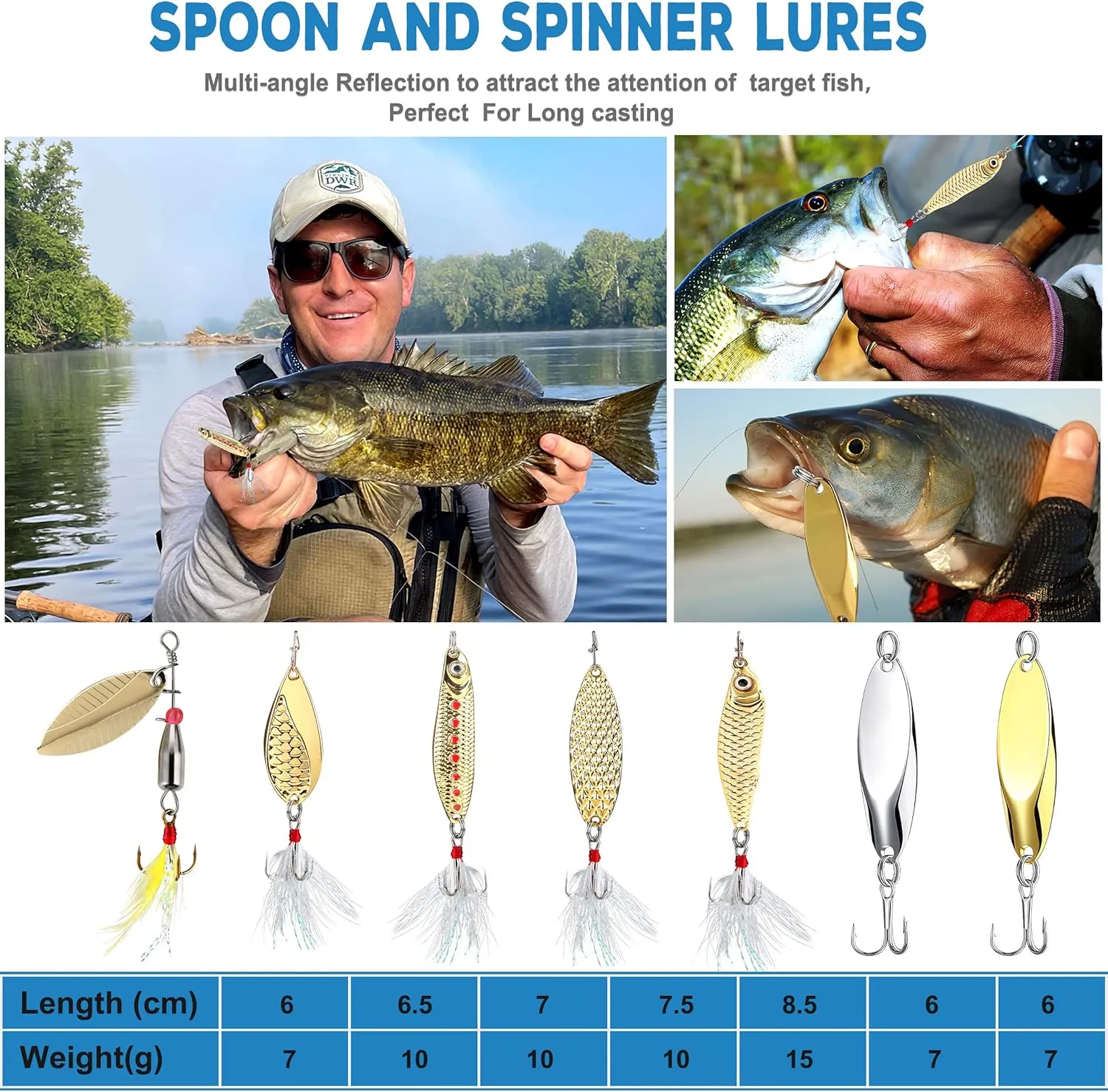 PLUSINNO Fishing Lures, 292/210Pcs Tackle Box with Tackle Included, Crankbaits, Hooks, Weights, Fishing Accessories kit, Fishing Bait Lure Gear Kit Gift for Men Bass,Trout