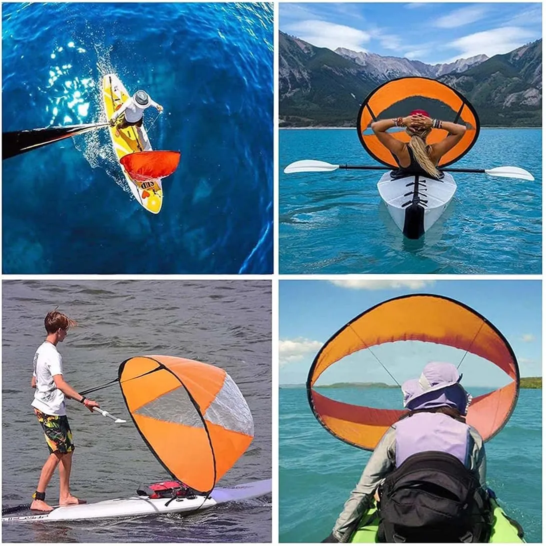 Portable Downwind Wind Sail, 42in Paddle Kayak Wind Sail, Board Accessories Instant Popup, Easy Setup and Quick Deployment for Canoes, Inflatables, Boats, Yachts