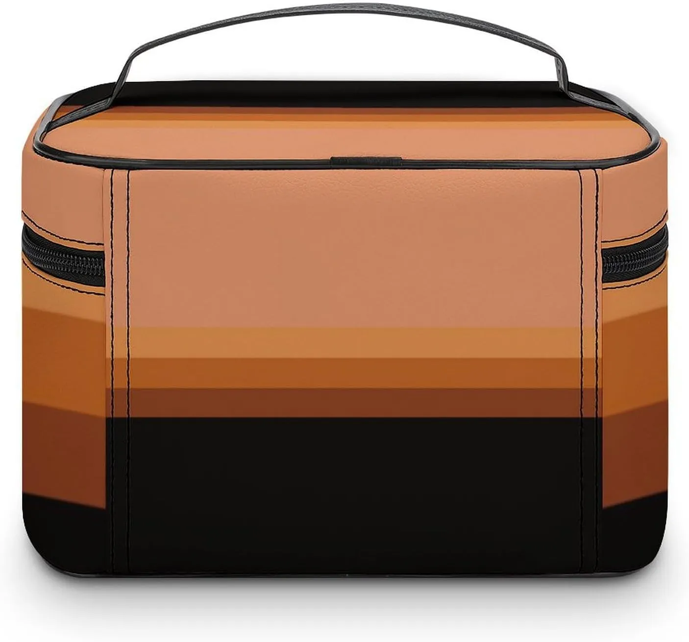 Portable Make Bag, Beige Peach Pink Brown Black Stripes Cosmetic Case Portable Cosmetic Portable Organizer for Men & Women