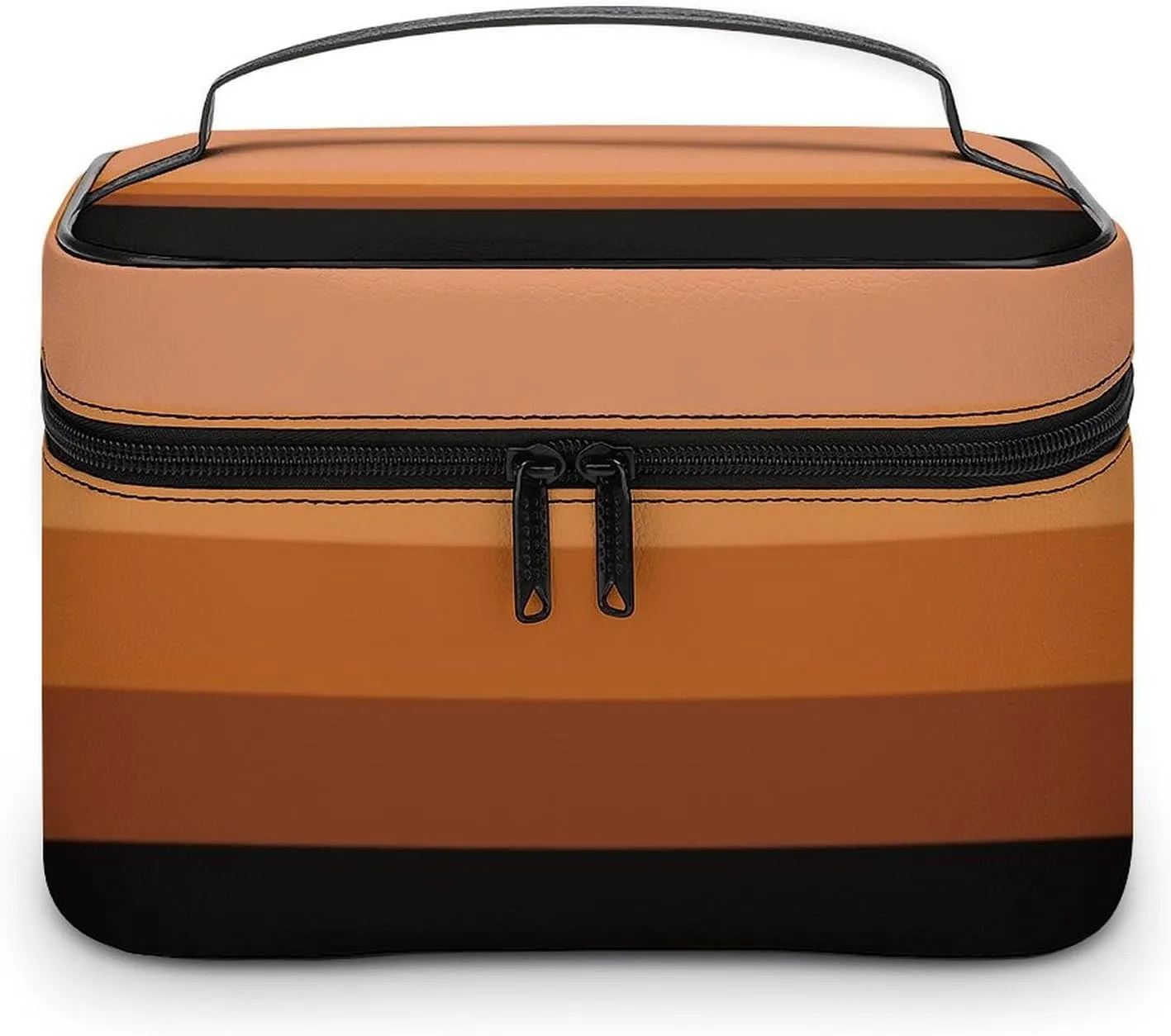 Portable Make Bag, Beige Peach Pink Brown Black Stripes Cosmetic Case Portable Cosmetic Portable Organizer for Men & Women