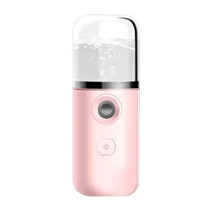 Portable Nano Ionic Facial Steamer for Deep Cleaning and Moisturizing - Mini Mist Sprayer for Makeup Support and Spa Day Kit - for Professional and Home Use - Pink