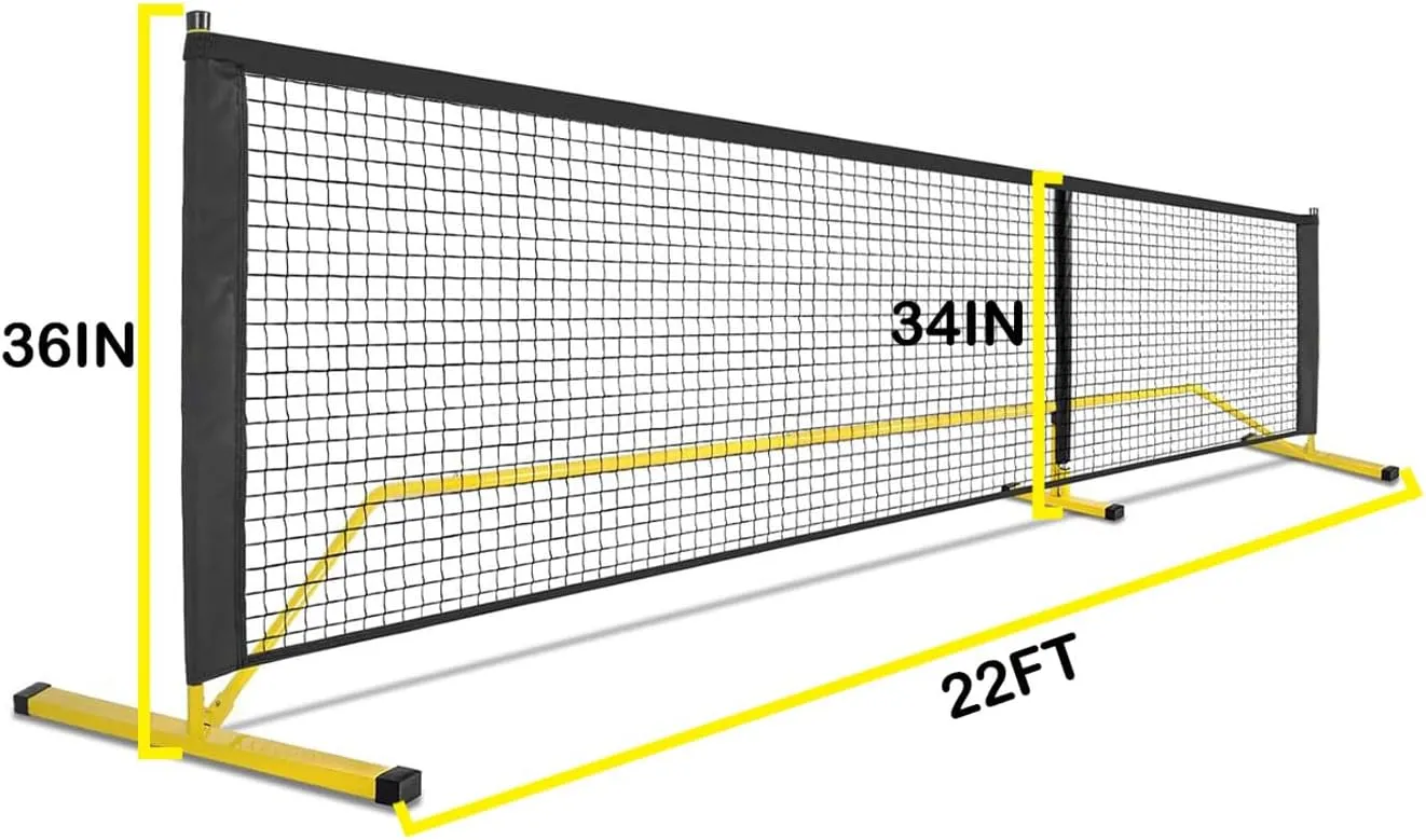 Portable Pickleball Net Regulation Size 22 FT & Half Court 11 FT, Steady Metal Frame Pickleball Set for Driveways, Indoor & Outdoor