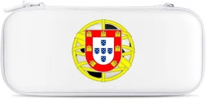 Portugal Emblem Football Hard Shell Travel Case with Rope 15 Game Card Pockets Compatible with Switch Protective
