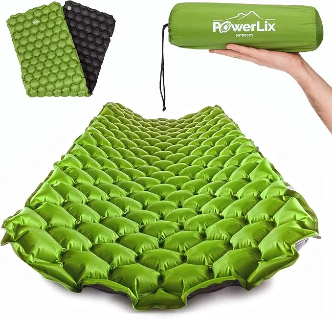 POWERLIX Ultralight Sleeping Pad for Camping with Inflating Bag, Carry Bag, Repair Kit – Compact Lightweight Camping Mat, Outdoor Backpacking Hiking Traveling Airpad Camping Air Mattress