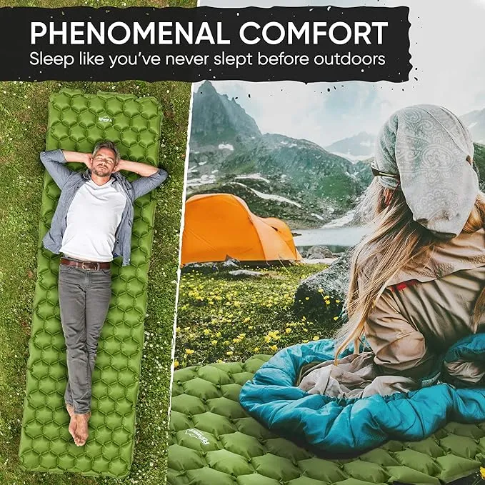 POWERLIX Ultralight Sleeping Pad for Camping with Inflating Bag, Carry Bag, Repair Kit – Compact Lightweight Camping Mat, Outdoor Backpacking Hiking Traveling Airpad Camping Air Mattress
