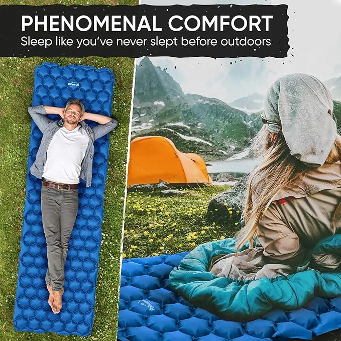 POWERLIX Ultralight Sleeping Pad for Camping with Inflating Bag, Carry Bag, Repair Kit – Compact Lightweight Camping Mat, Outdoor Backpacking Hiking Traveling Airpad Camping Air Mattress