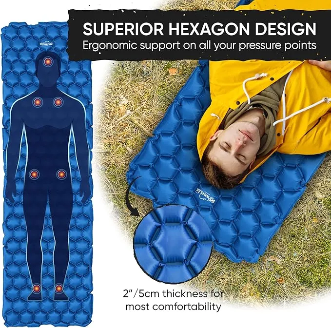 POWERLIX Ultralight Sleeping Pad for Camping with Inflating Bag, Carry Bag, Repair Kit – Compact Lightweight Camping Mat, Outdoor Backpacking Hiking Traveling Airpad Camping Air Mattress