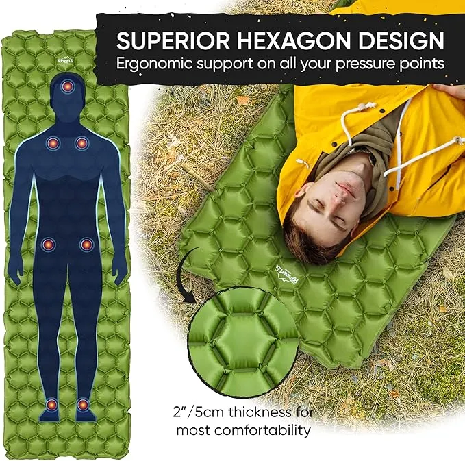 POWERLIX Ultralight Sleeping Pad for Camping with Inflating Bag, Carry Bag, Repair Kit – Compact Lightweight Camping Mat, Outdoor Backpacking Hiking Traveling Airpad Camping Air Mattress