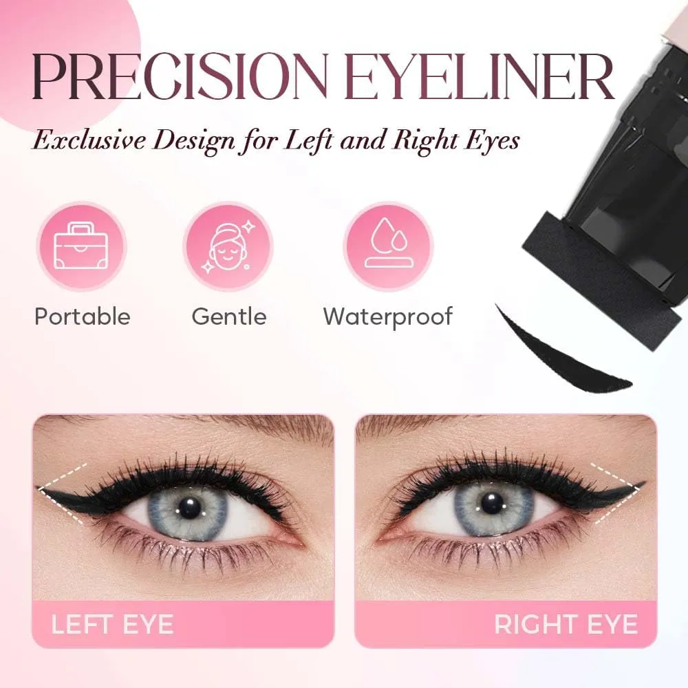 Precision Eyeliner Stamp, Double-Ended Winged Eyeliner Stamp Pen, Foldable Smudge-Proof Waterproof Eyeliners Tool (Brown 2pcs)