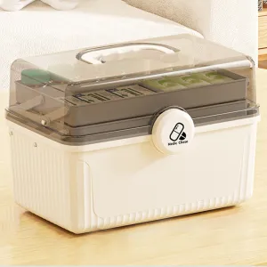Premium Large Capacity Medicine Box – Multi-Layer Family Organizer, Portable First Aid Kit for Home, Travel, and Daily Use, Durable Medicine Storage Case