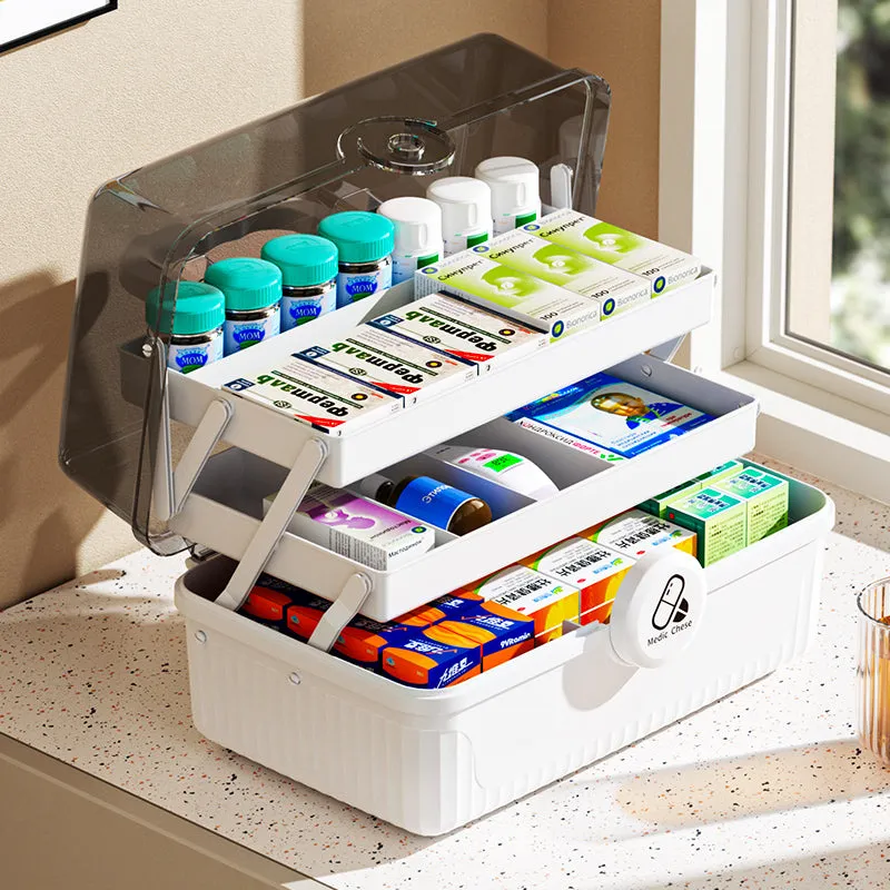 Premium Large Capacity Medicine Box – Multi-Layer Family Organizer, Portable First Aid Kit for Home, Travel, and Daily Use, Durable Medicine Storage Case