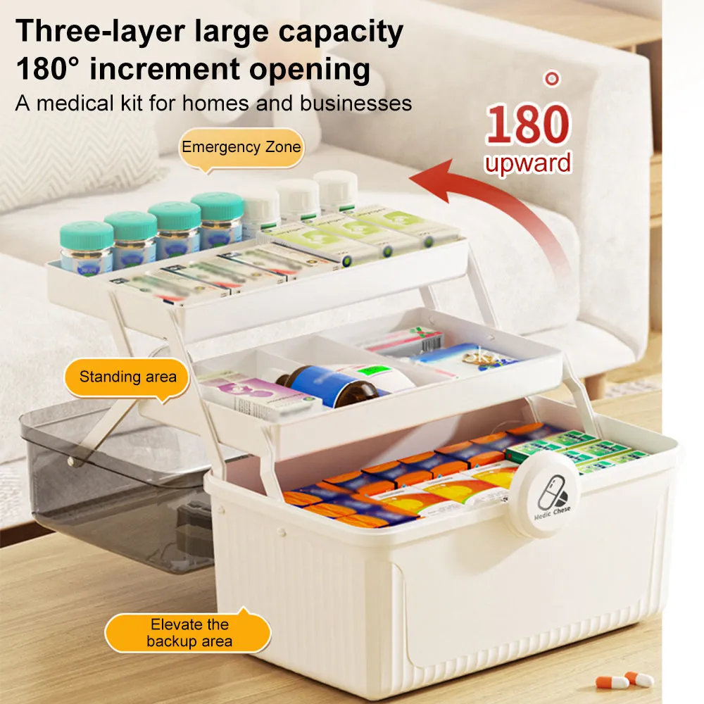Premium Large Capacity Medicine Box – Multi-Layer Family Organizer, Portable First Aid Kit for Home, Travel, and Daily Use, Durable Medicine Storage Case