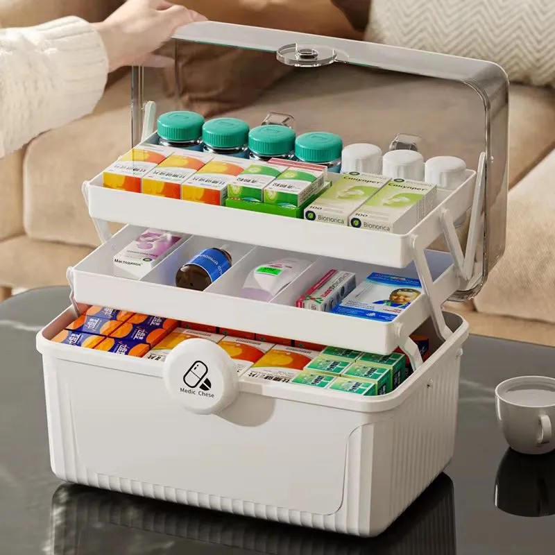 Premium Large Capacity Medicine Box – Multi-Layer Family Organizer, Portable First Aid Kit for Home, Travel, and Daily Use, Durable Medicine Storage Case