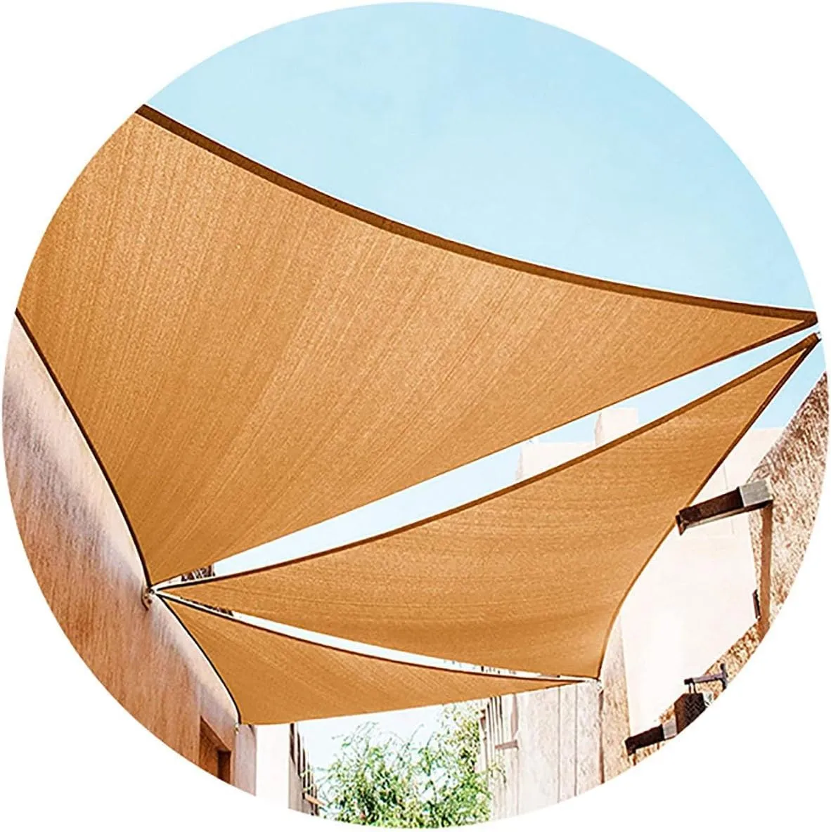 Premium Triangle Sun Shade Sail for Patio, Garden & Outdoor Spaces, Heavy-Duty HDPE Fabric with Reinforced Edges & UV Protection, Water & Air Permeable(We Make Custom Size)(198x198x198 in)